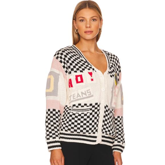 No! Jeans Alphabet Cardigan in White NWOT Size Medium - Picture 2 of 5